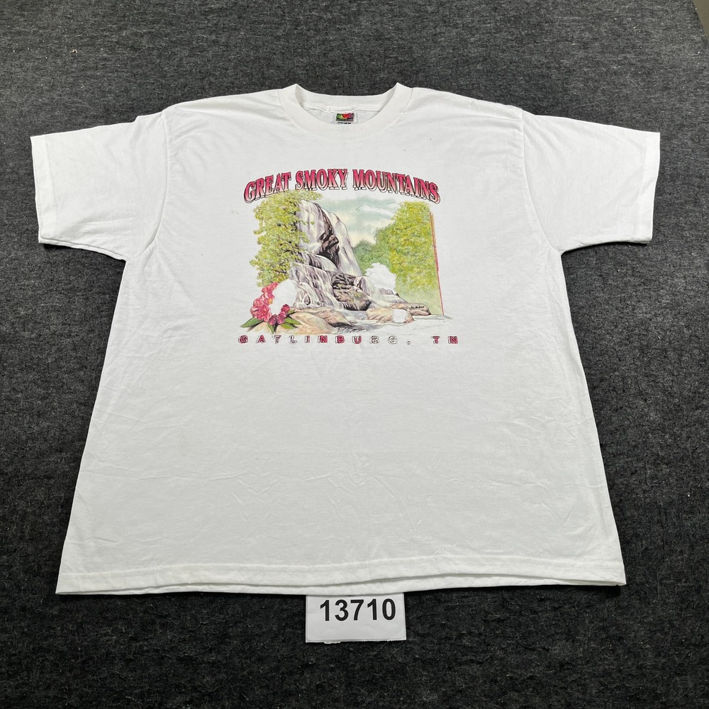 Fruit of the Loom T-Shirt Mens XL White Good Smoky Mountains Gatlinburg Vintage